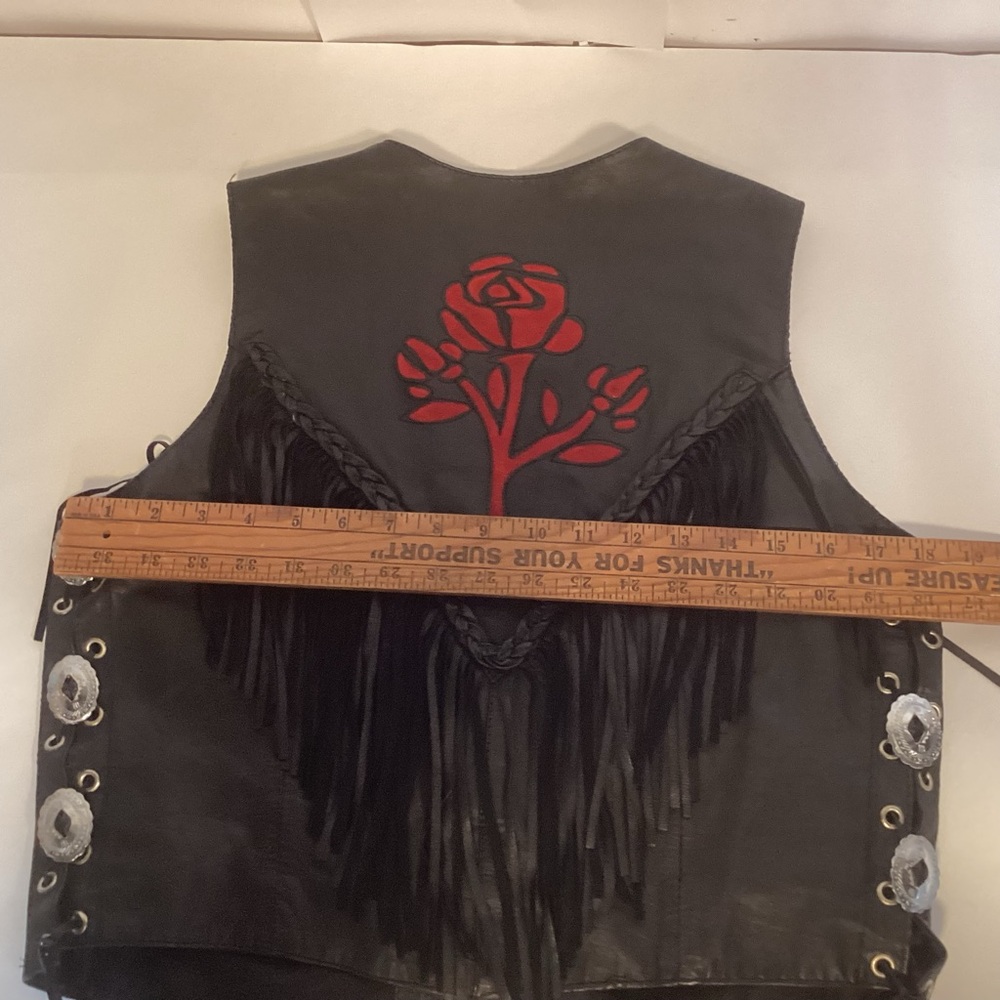 Vintage UNIK Leather Fringed Western Vest Women’s Size Large - Picture 14 of 16